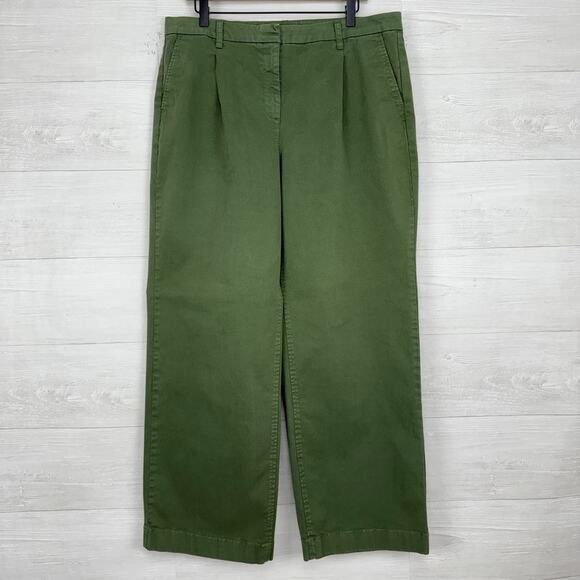 J.Crew Pleated Capeside Chino Pants Women 14 Green Relaxed Straight Cotton - Picture 15 of 15
